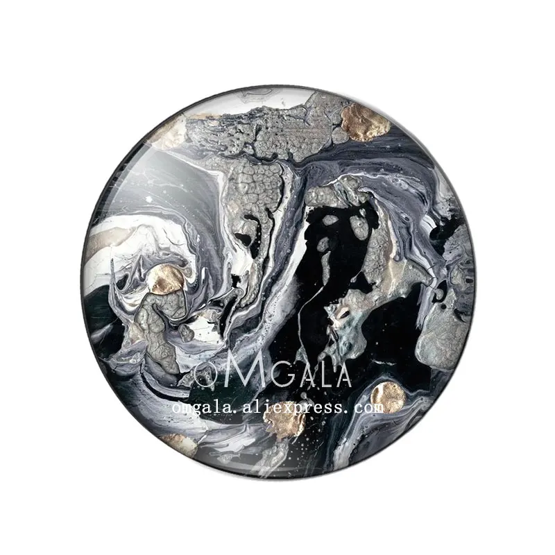Imitation black marble texture patterns 12mm/14mm/18mm/20mm/25mm/30mm Round photo glass cabochon demo flat back Making findings