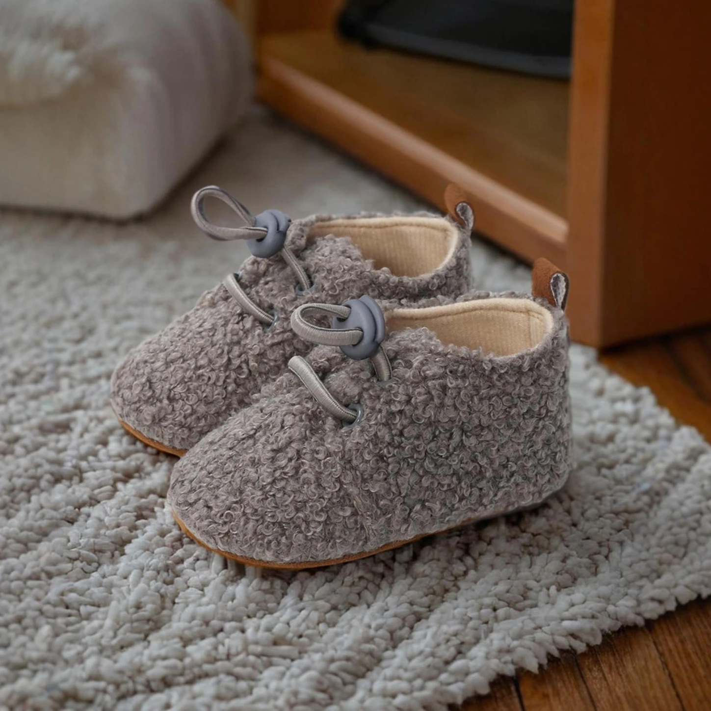 Newborn Infant Baby Boys Girls Fleece Booties Stay On Socks Soft Shoes Non Skid Winter Warm Christmas Slippers