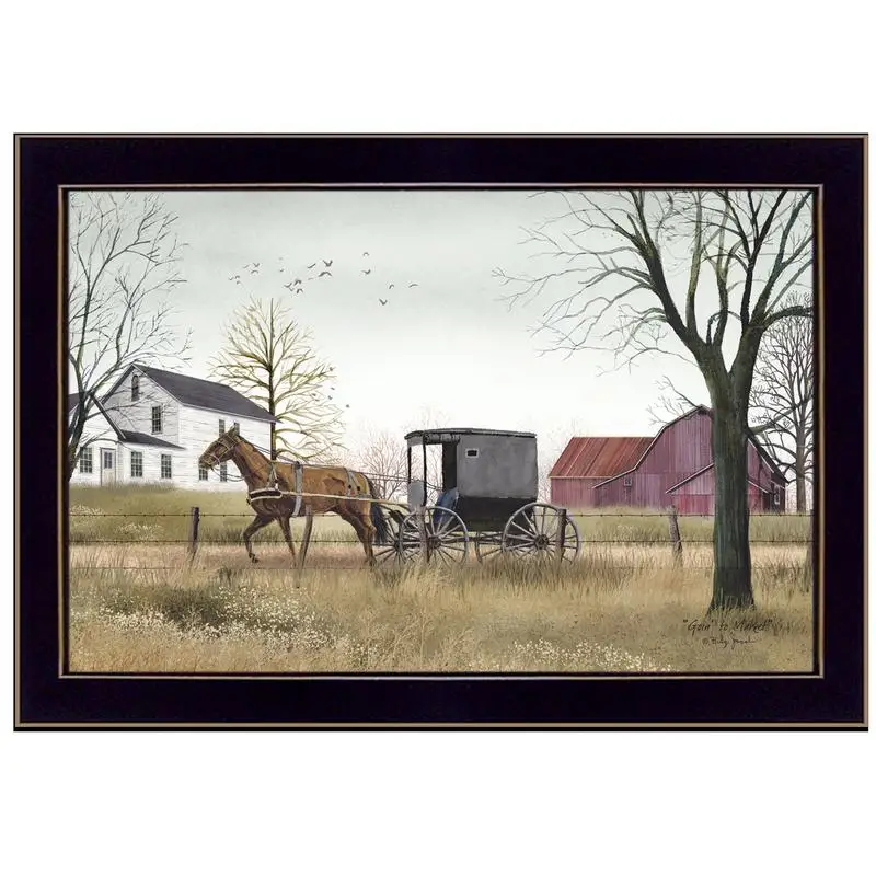 

Going to Market Framed Wall Art Print Ready to Hang Black Frame 24x36 Home Decor