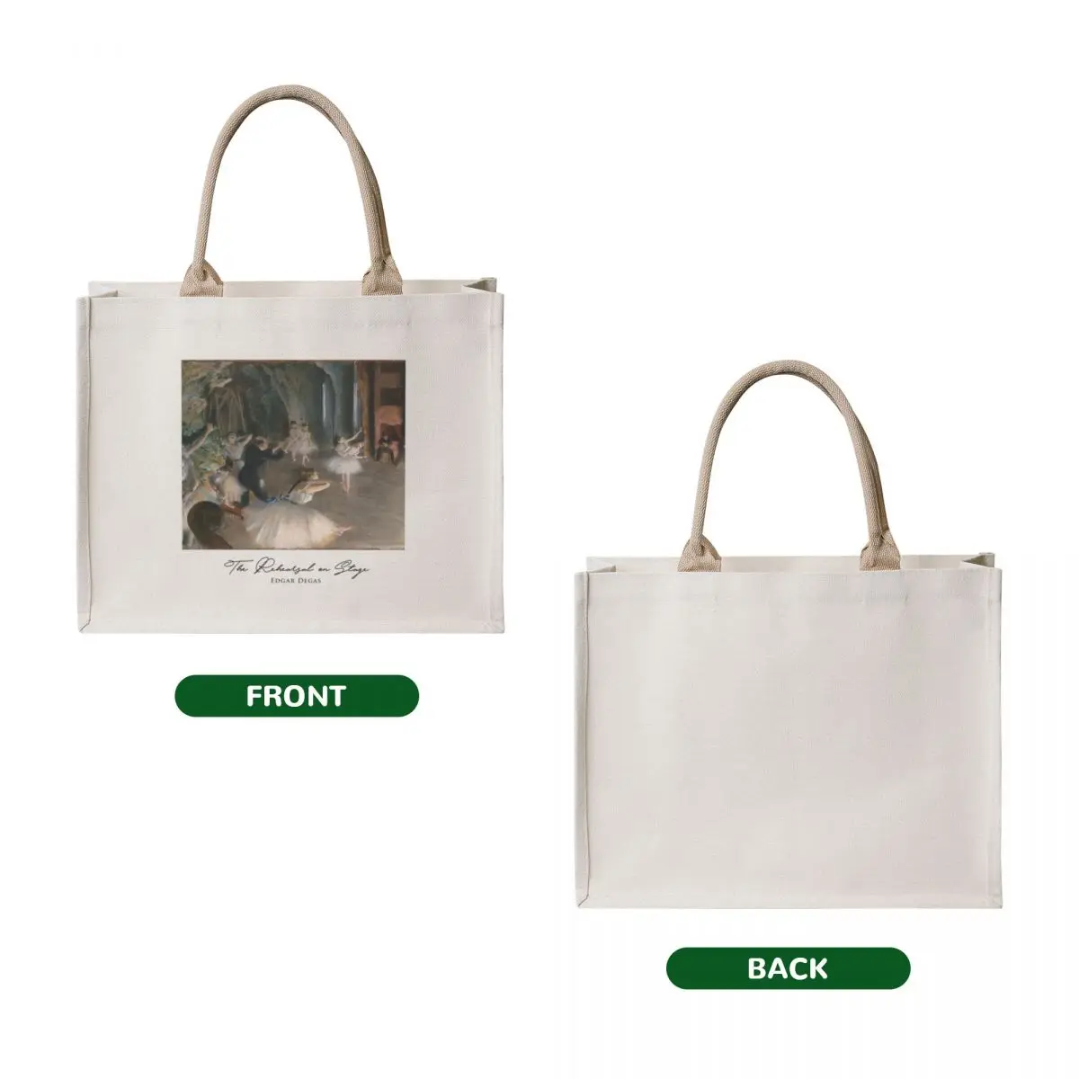 Dancers: The Rehearsal on Stage by Degas 1874 Tote Bag personalized tote supermarket folding bag Canvas bag for women