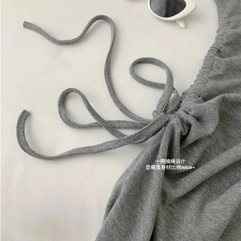 Conjunto de moda de puro deseo para mujer, Top de manga corta Irregular + falda acampanada, pantalones, conjunto de dos piezas, verano 2025