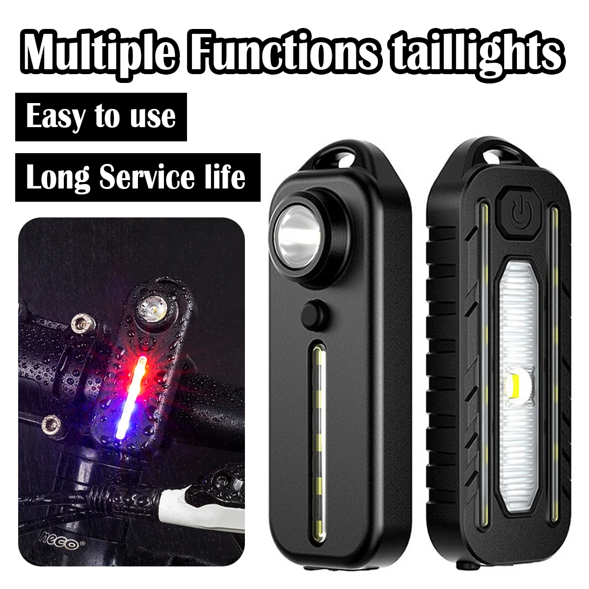 Keychain Mini Led Flashlight Portable Pocket 5/modes Bicycle Lamp Bike Light Usb Recharge 5v Dc Multi-functional Clip Taillights