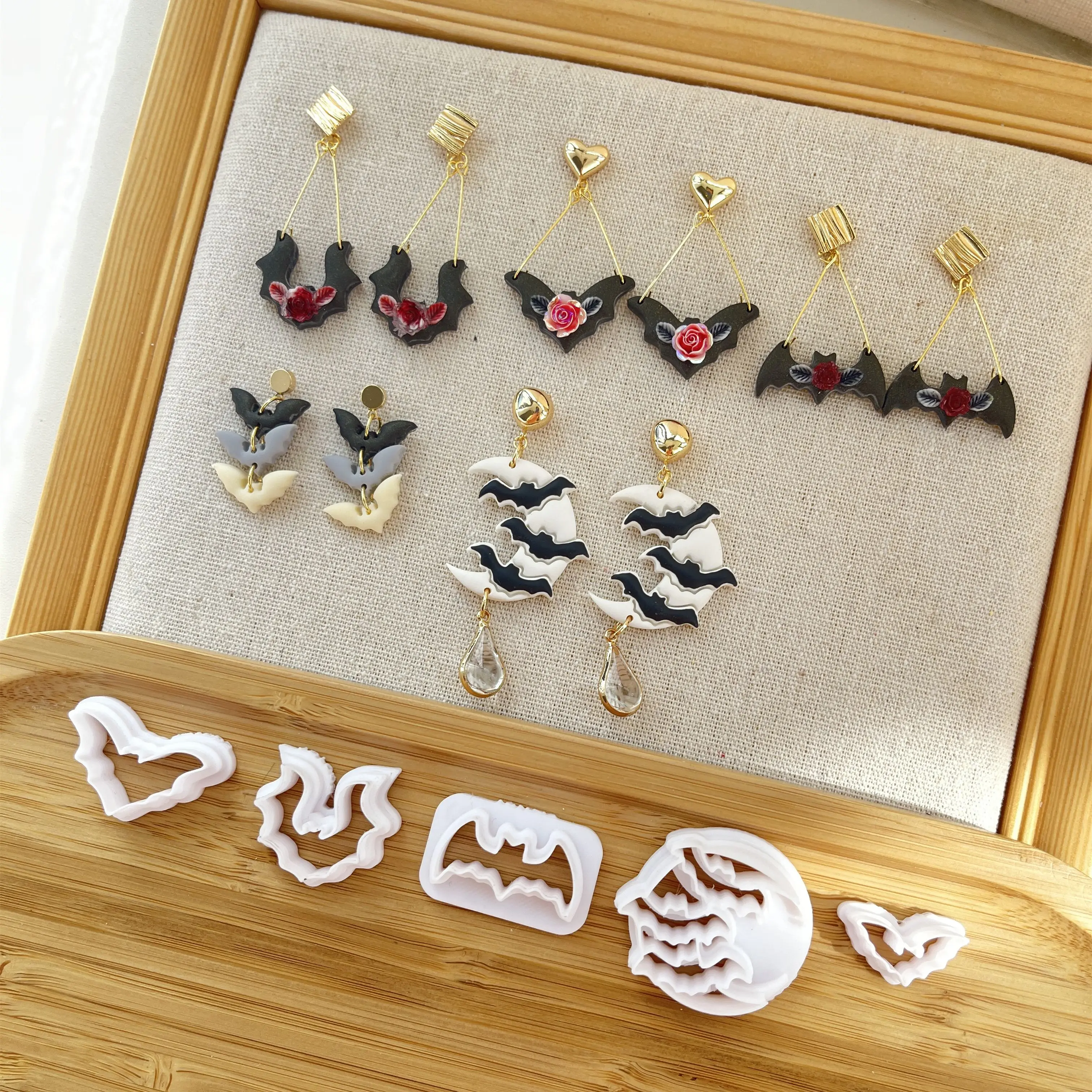 

Halloween Horror Theme Bat Series/5 Piece Set/Polymer Clay Cutting Mold for DIY Earrings Jewelry Making