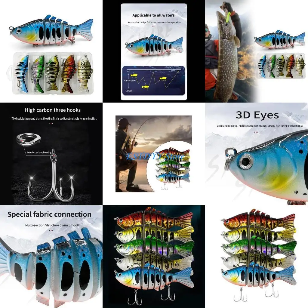 

G6DE Fishing Lures Multi Sections Baits Saltwater 3D Minnow Fishing Lures Swimbait