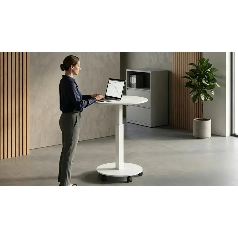 Small mobile seated conference tables, wooden discussion tables, suitable for shared spaces and flexible meeting areas