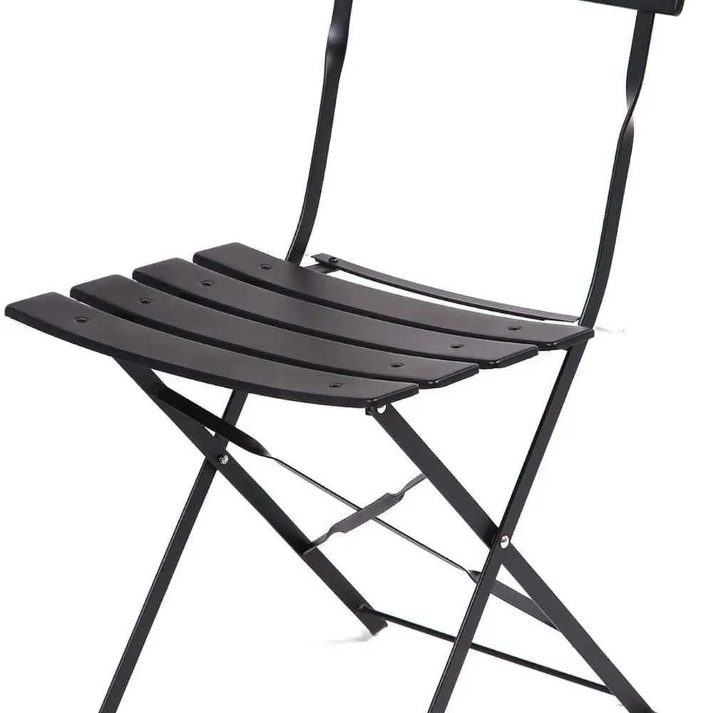 Set da bistrot da patio pieghevole nero da 3 pezzi con tavolo e sedie per uso esterno