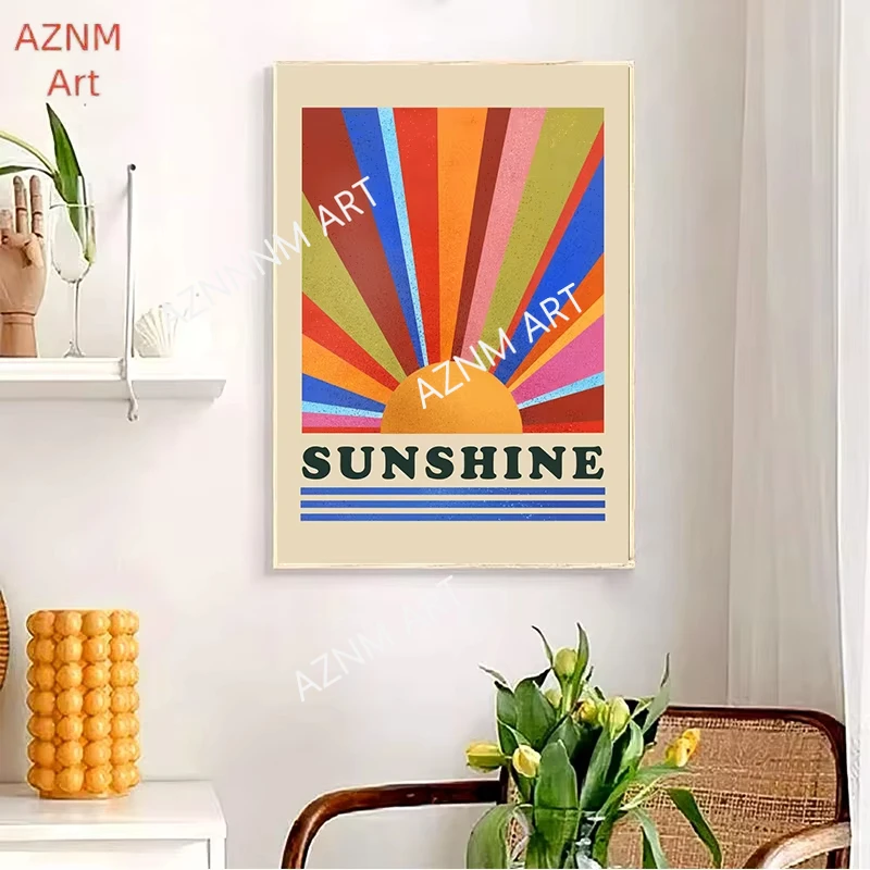 Abstrakte Farben und lustige Regenbogen-Sonnenschein-Poster, Drucke auf Leinwand, modernes Wandkunstbild für Wohnzimmer, Heimdekoration, Geschenke