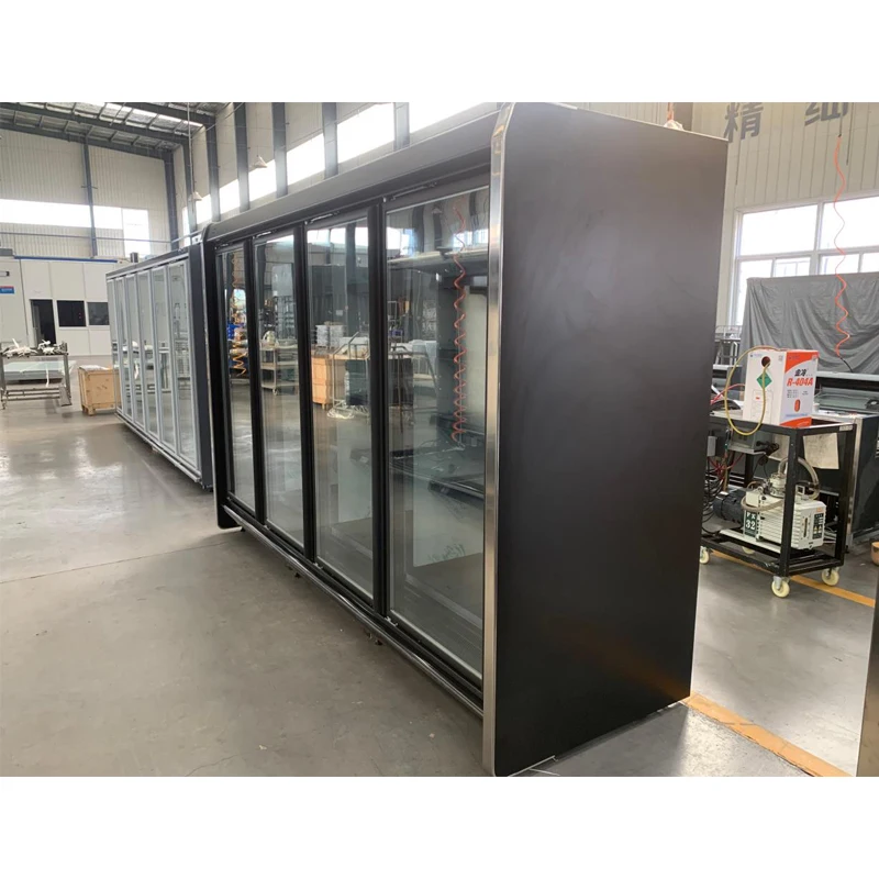 Prezzo di fabbrica dell'attrezzatura di refrigerazione 4 porte in vetro per bevande refrigeratore verticale display frigorifero frigorifero frigorifero congelatore