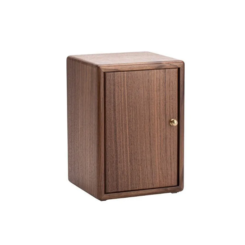 Solid wood national style jewelry storage box, walnut retro double door multi-layer exquisite jewelry with lock jewelry box
