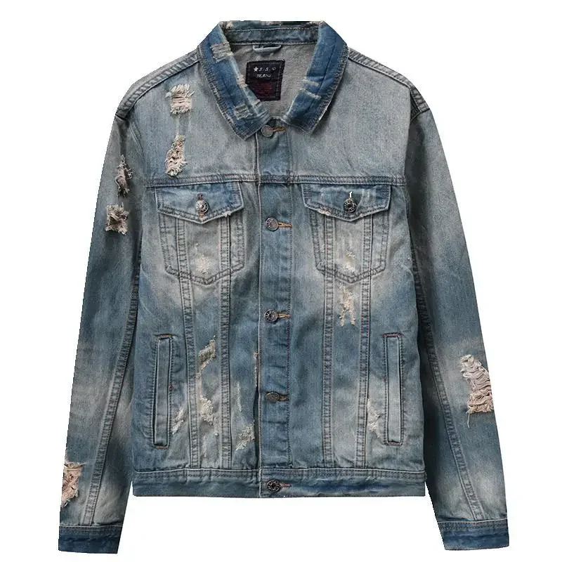 

Осенняя приталенная мужская джинсовая куртка, винтажная модная рок-корейская корейская пастушка, высокое качество, оригинальные брендовые мужские джинсовые пальто Fast Delvery