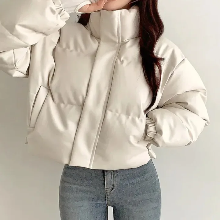 시크한 가을 겨울 오트 티엔드 PU 가죽 코튼 재킷 루즈핏 다용도 레트로 스타일 안티에이징 아우터웨어 코트