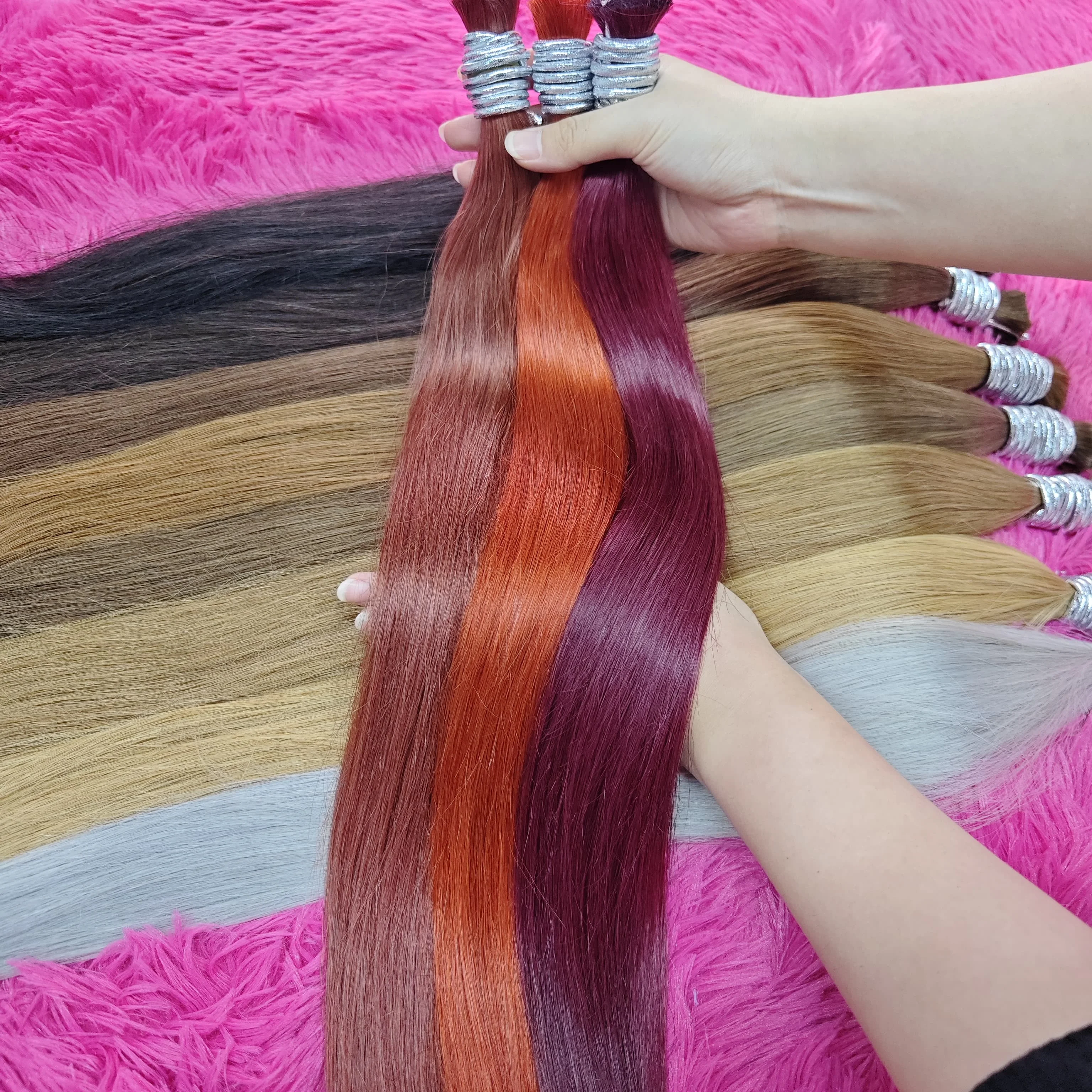 샤인헤어 레미 인모 100% 천연 생모 무가공 베트남산 벌크 인모 붙임머리