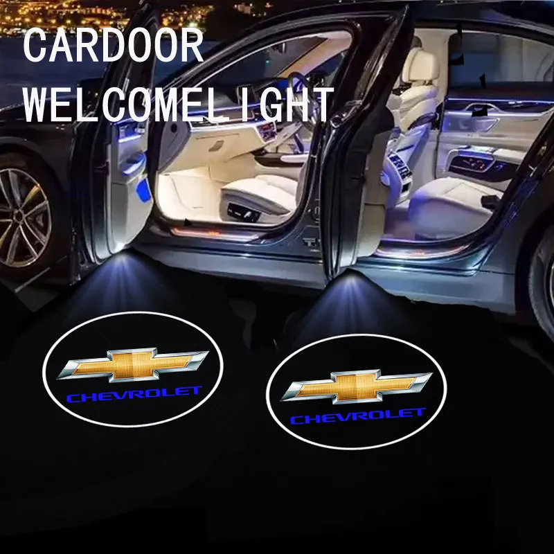 Led porta do carro luz de boas-vindas decoração luz emblema do carro logotipo para chevrolet cruze impala malibu silverado cobalto impala onix tahoe