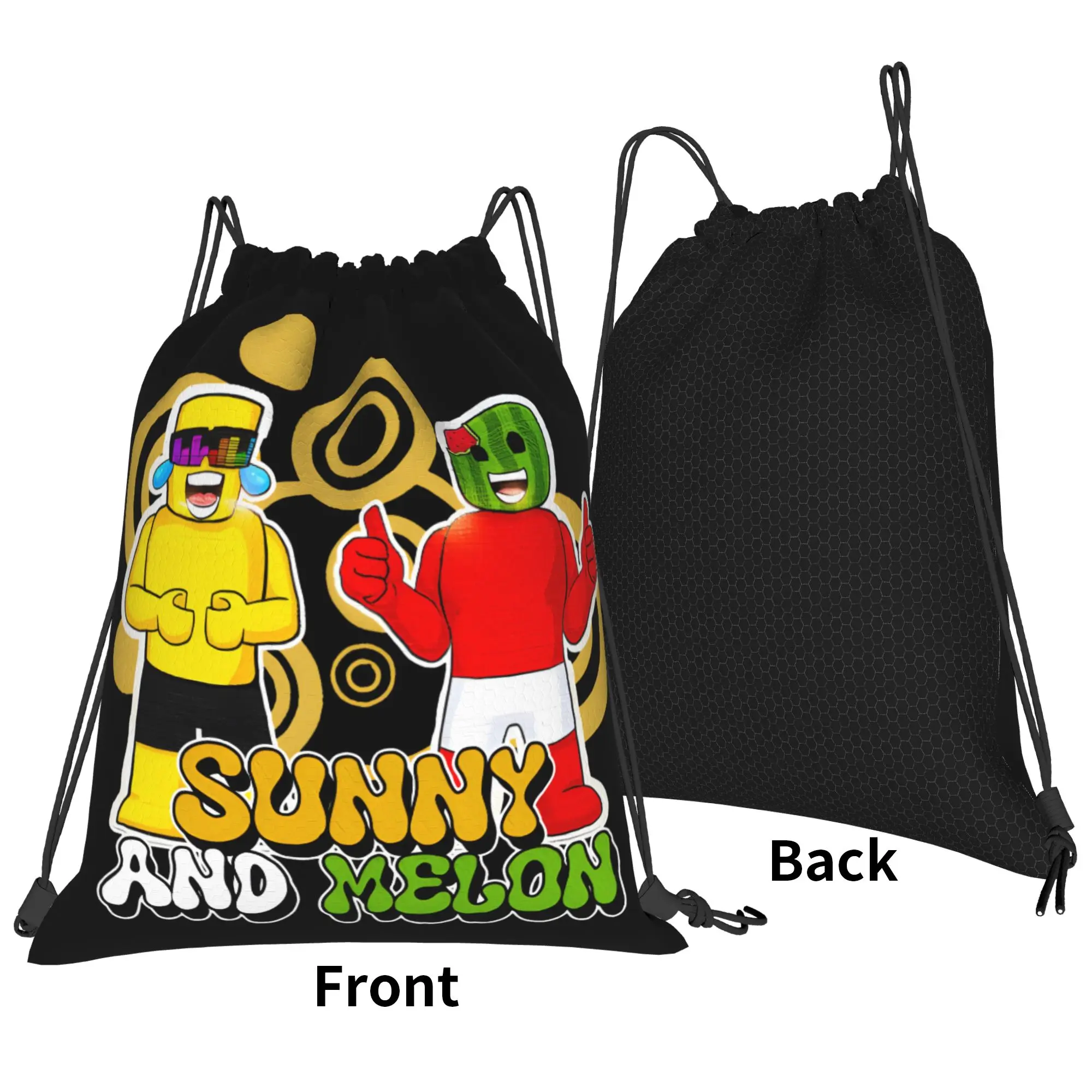 Sunny and Melon Drawstring Bag  Large Minimalist Backpack School Gym Sackpack String Bags For Students
