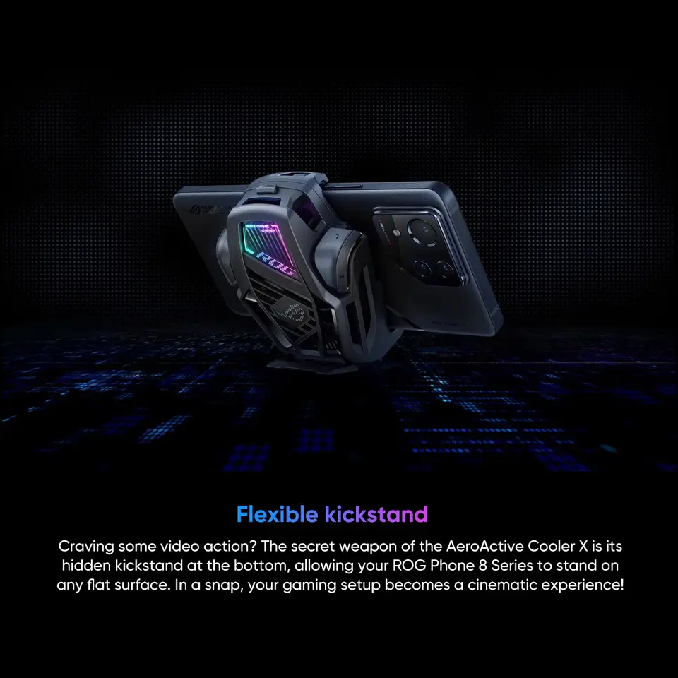 مبرد ASUS ROG AeroActive X الأصلي لهواتف Rog 8/8pro وRog Phone 9/9pro، حامل مروحة تبريد Funcooler، إكسسوارات هواتف الألعاب ROG - 6