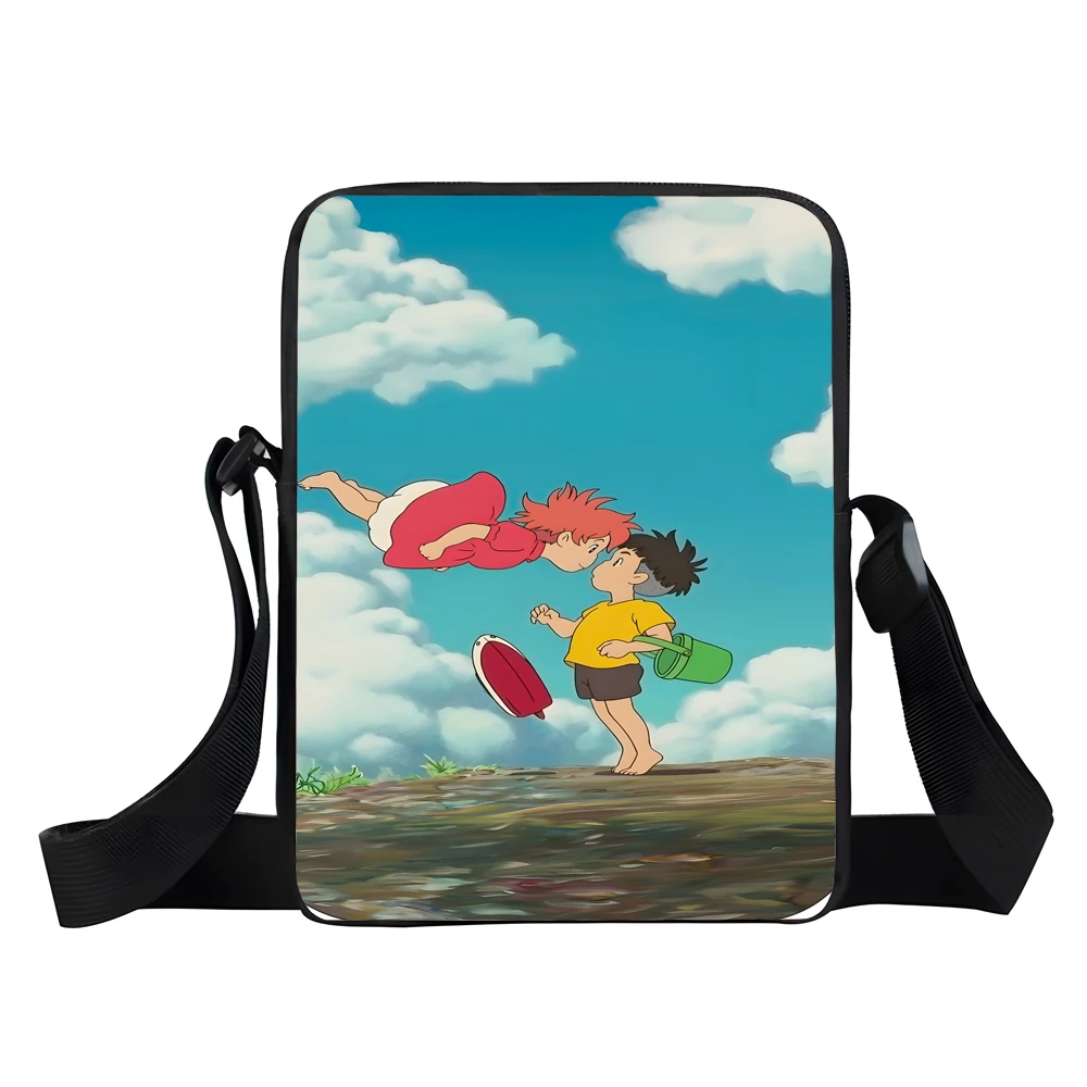 

Boy Girls Cartoon Movie P-Ponyo Printed Shoulder Messenger Bag Child Casual Handbag Men Women Phone Bag Shopping Bag