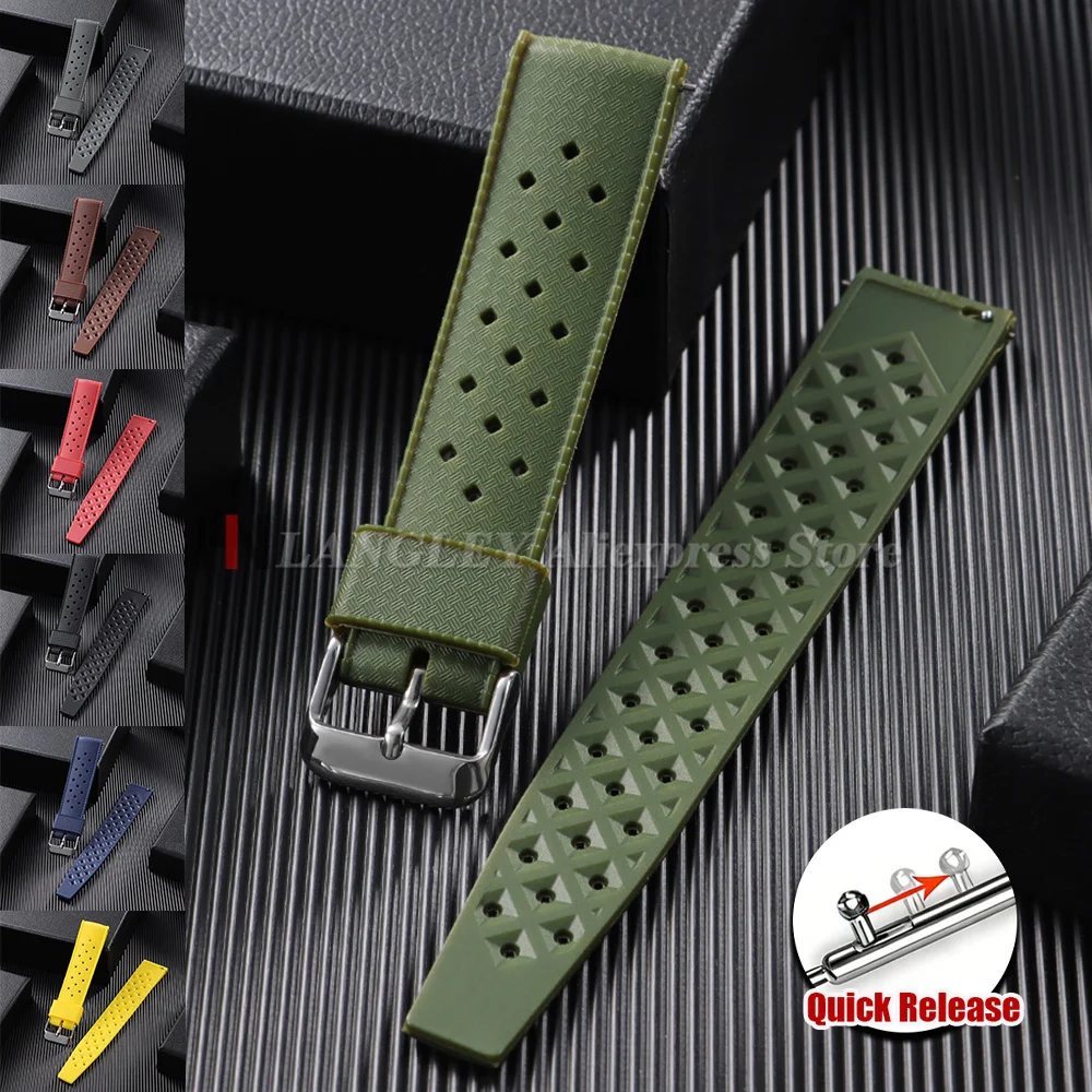 Bracelet de montre en silicone tropical à libération rapide 20mm 22mm pour Oris, Seiko, Citizen – Bracelet en caoutchouc pour montres connectées