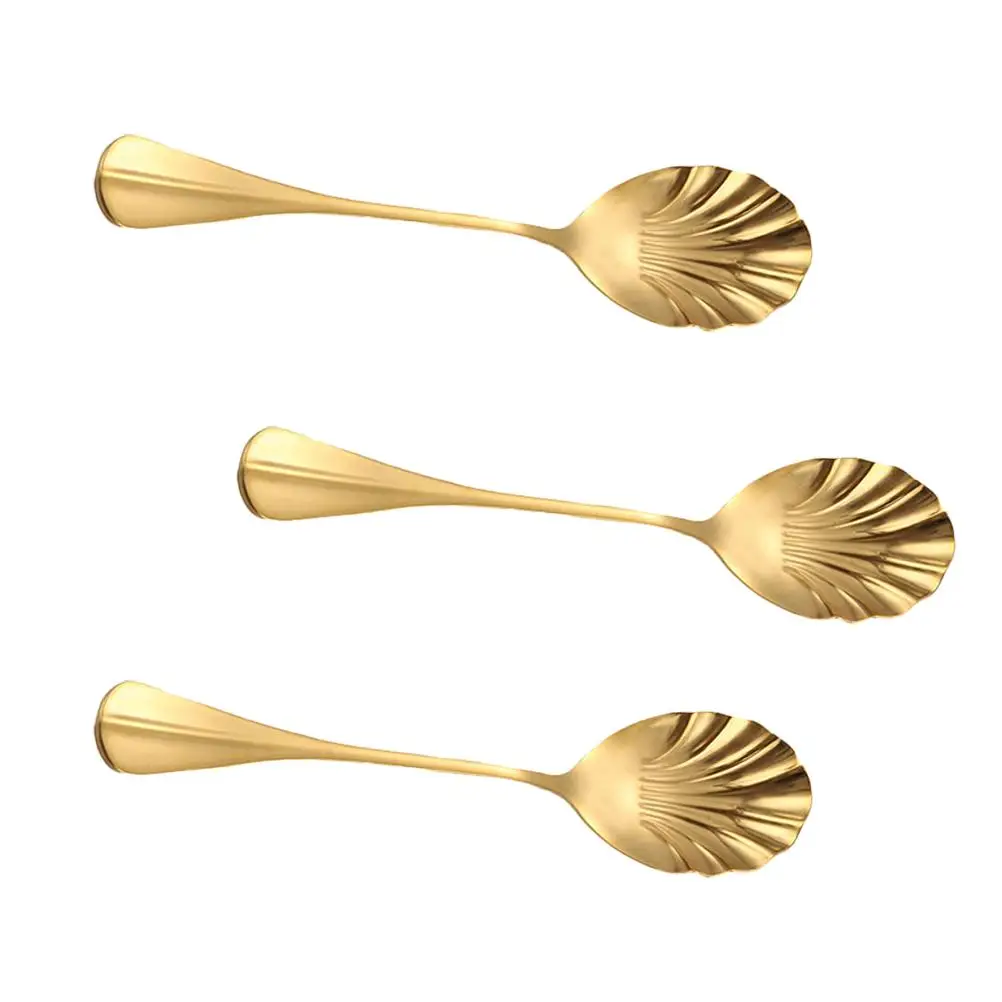 

3 Pcs Shaped Long Handle Stainless Steel Mixing Coffee Polished Spoon For Dessert Spoon Polished Dessert Kitchen Bar Tool