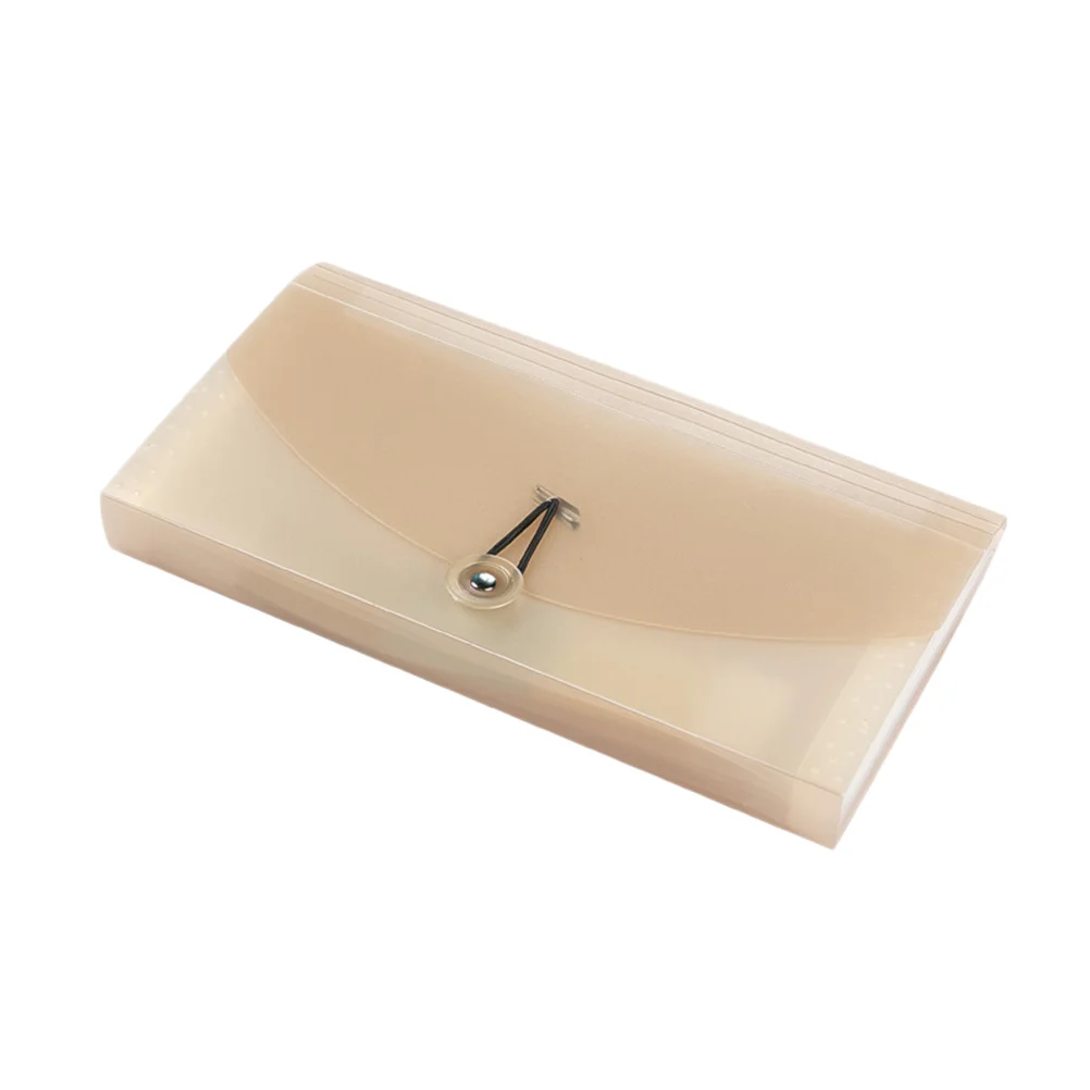 1 Buah Folder File Organizer Akordeon yang Dapat Diperluas Penyimpanan Dokumen Tahan Air Portabel dengan Pita Elastis Beige dan Label Berwarna