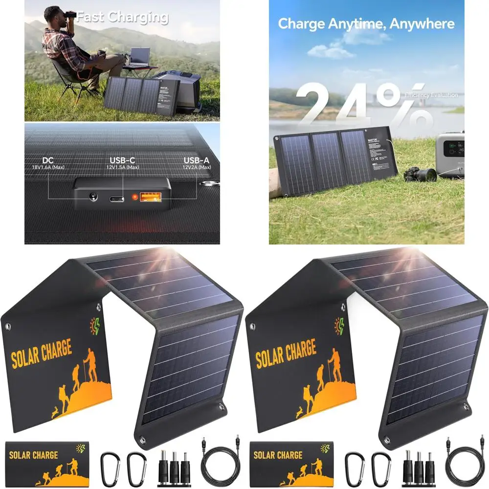

30W Portable Solar Panel with 3 USB Ports for Outdoor Charging - Ideal for Camping, Hiking, and Devices