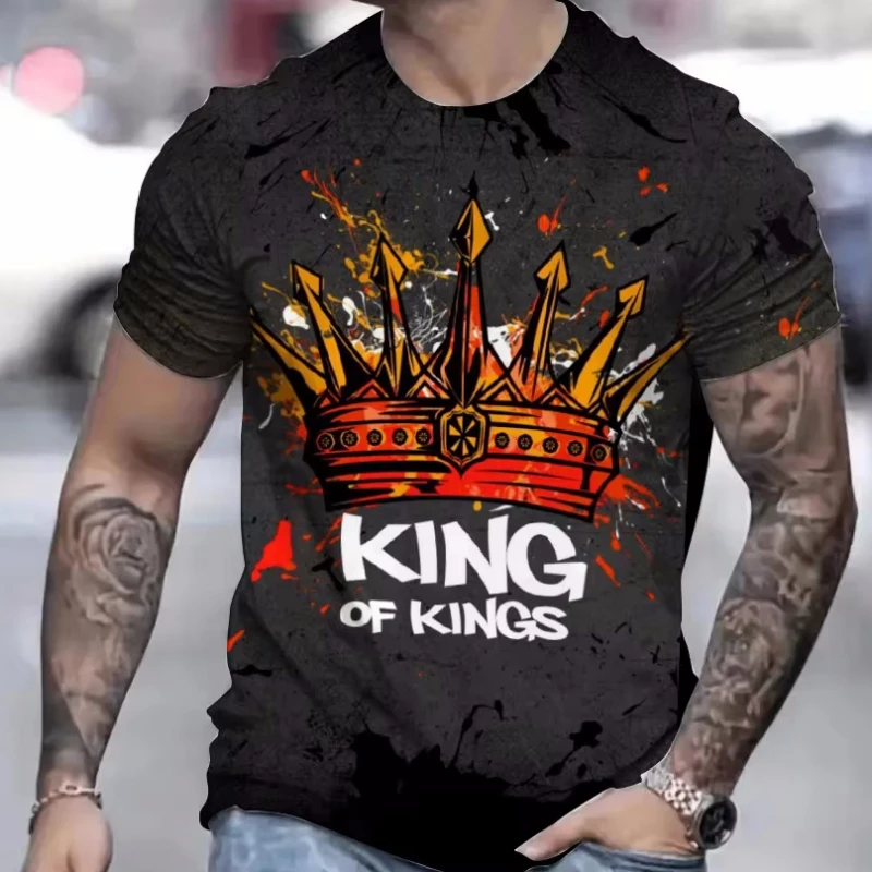 

3d King Print Men's T-Shirt Summer Casual Short Sleeve Tees Top Fashion Street Oversized Mens Clothing Vintage T-Shirts For Men