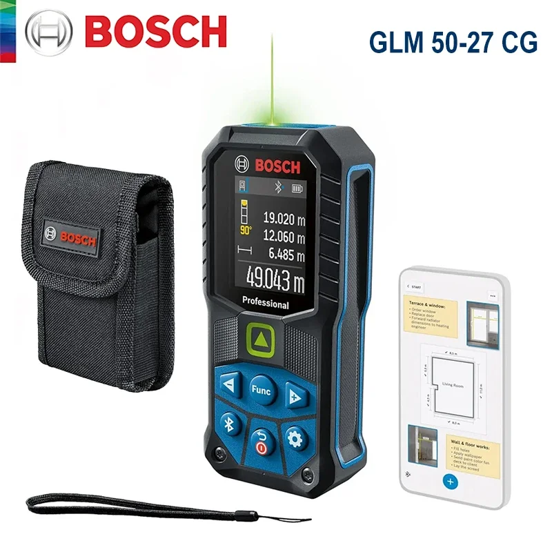 Лазерный дальномер Bosch GLM 50-27 CG, зеленая лазерная лента 50 м, легкий дальномер, профессиональный инструмент для измерения расстояния Лазерный дальномер Bosch GLM 50-27 CG, зеленая лазерная лента 50 м, легкий дальномер, профессиональный инструмент для измерения расстояния