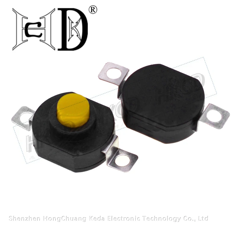 5pcs 1412-KD 2Pin Round Self-Lock Push Button Switch for Flashlight Torch Electronic Device Repair Replacement