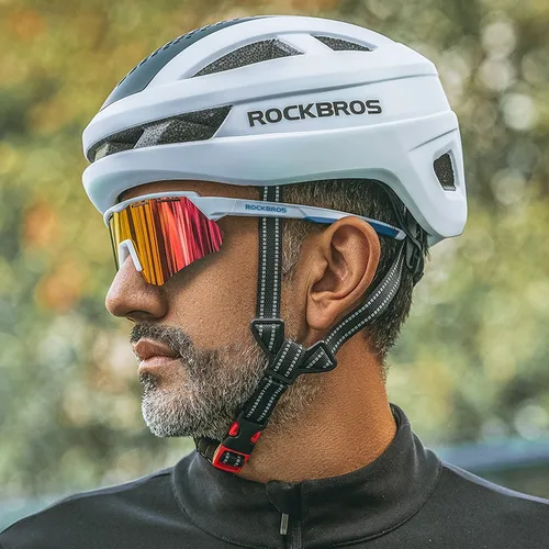 ROCKBROS-casco de ciclismo ligero con cubierta magnética, transpirable, moldeado integralmente, protección de seguridad, casco de bicicleta para hombre