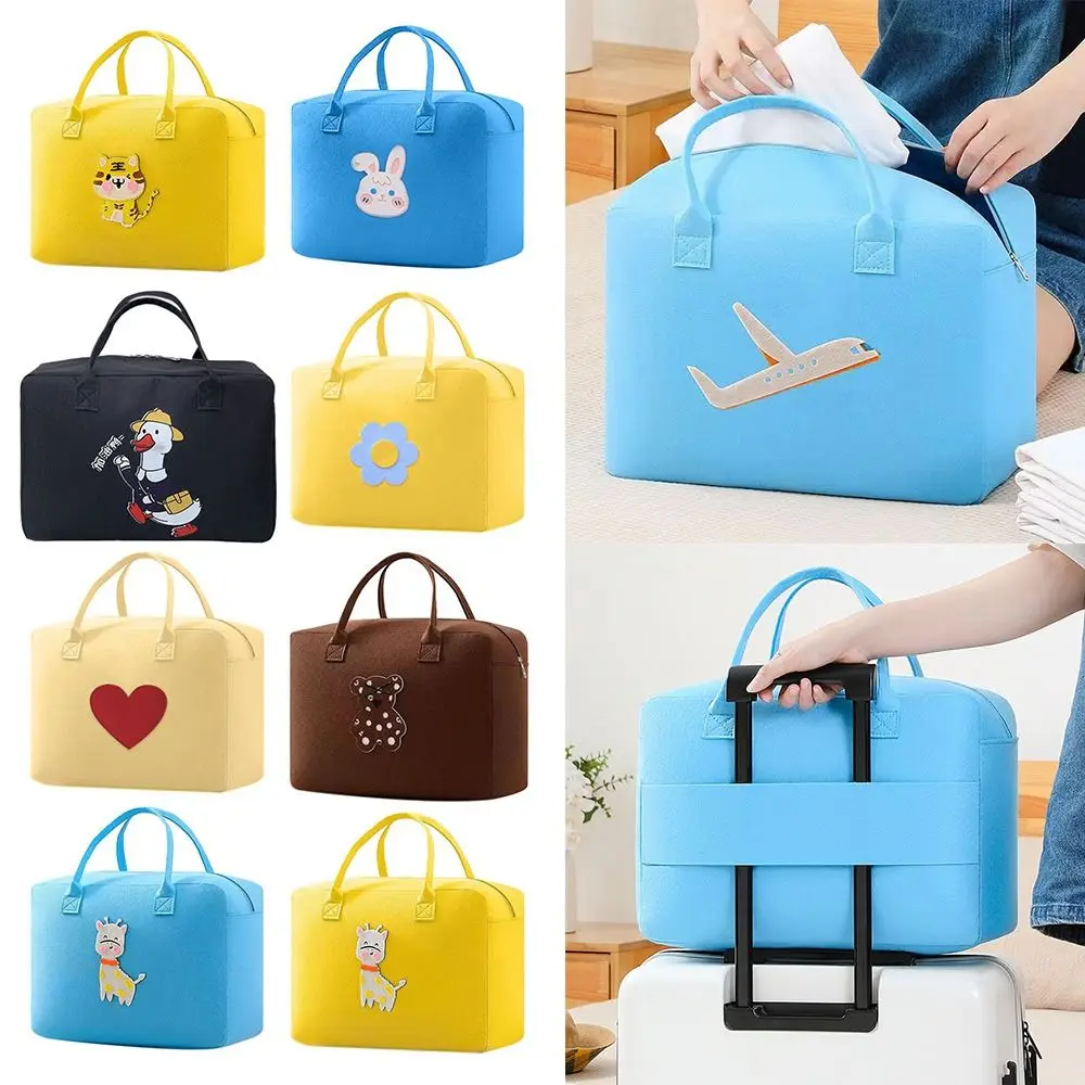 Reusable Felt Travel Bag Cute Large Capacity Cartoon Shoulder Bag Duffel Bag Travel