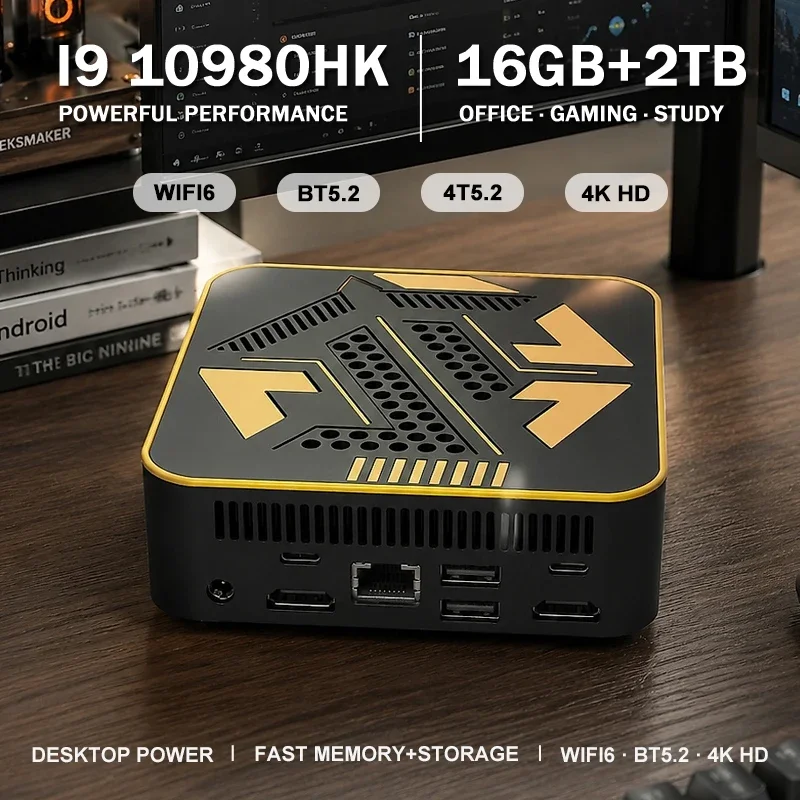 Intel Core I9-10980HK High Performance Mini PC Windows 11 16GB RAM HD Output Compact Desktop Computer For Office Gaming Home Use