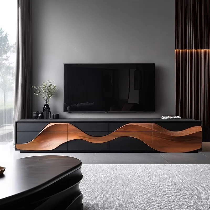 Wood Modern Tv Cabinet Solid Hiding Handles Nordic Home Tv Cabinet High End Floor Mobili Per La Casa Saldi Home Furniture