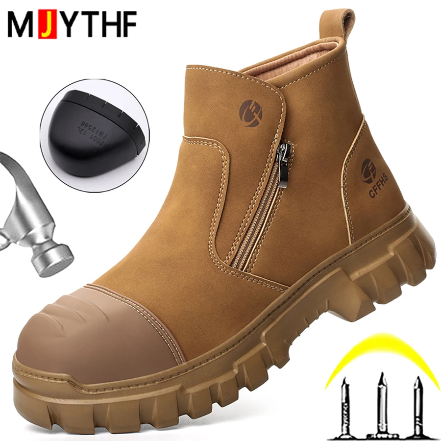 Men Safety Boots Protection Shoes Anti-Smash Steel Toe Shoes Anti-Puncture Work Boots Indestructible Shoes Security Boots Men