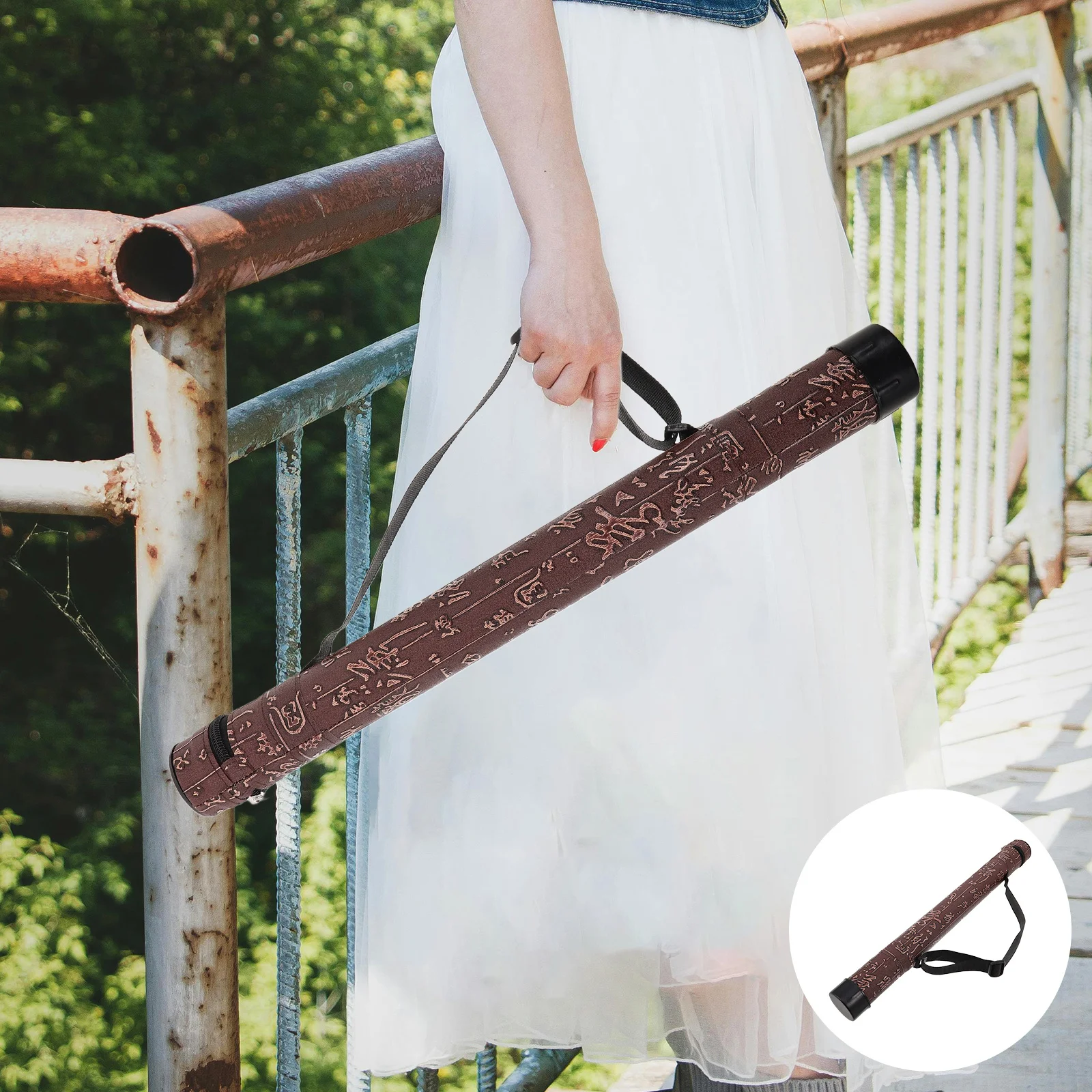 

G Bamboo Flute Case Portable Handle Strap Dizi Recorder Piccolo Bag Diameter 4.2cm Length 48cm Waterproof Professional Musician