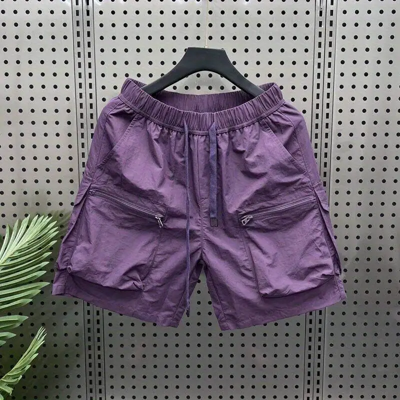 

American Style Ice Silk Quick Dry Four-Quarter Shorts Men's Summer Basketball Sports Breathable Casual Beach Five-Quarter Pants