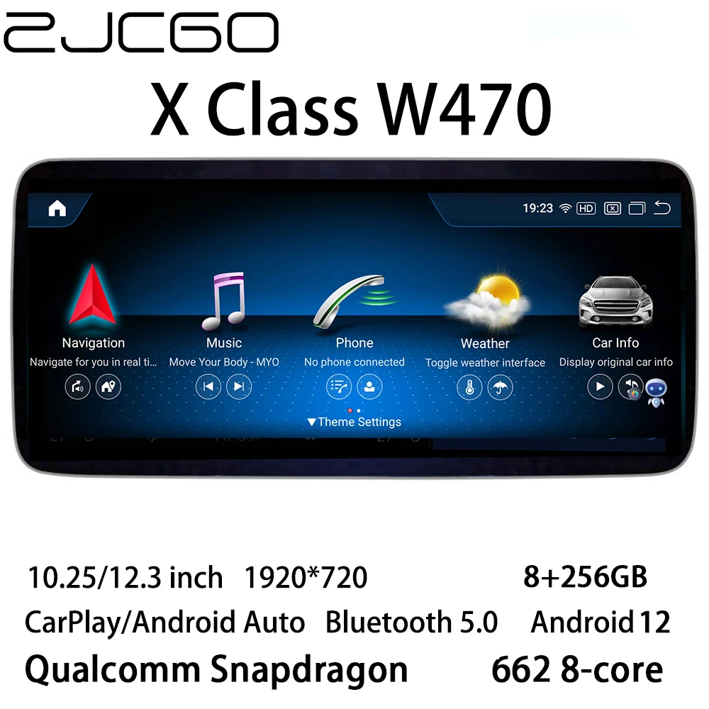 

ZJCGO Car Multimedia Player Stereo GPS Radio Navigation Android 12 Screen for Mercedes Benz X Class X200 X220d X250d X350d W470