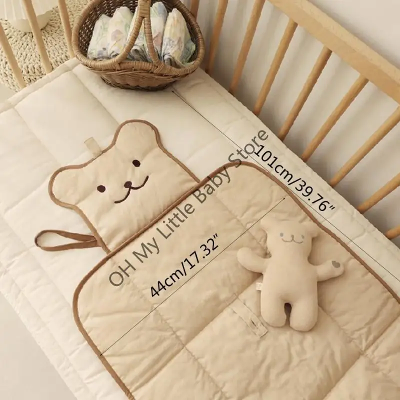 Cambiador pañales plegable M76C, colchón lactancia, almohadilla transpirable para cama cuna para niños