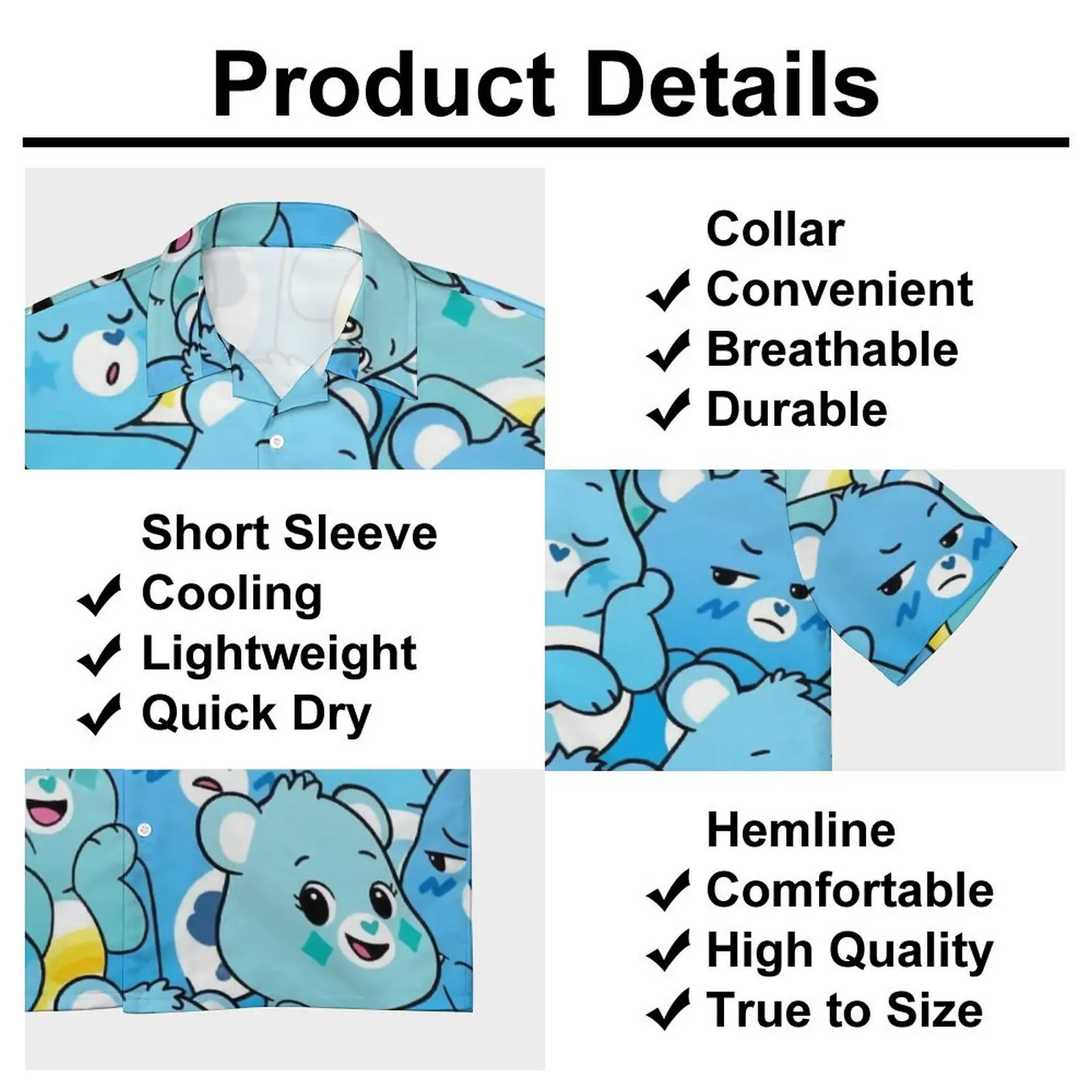 Summer Fashion 3d Cartoon Printing Loose Large Size Casual Solid Color Multi-Color Daily Wear Men Can Lapel Short-Sleeved Shirt