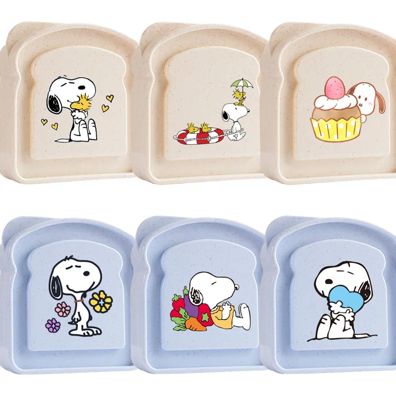 

Cartoon Snoopy Lunch Box Portable Student Bread Fruit Plate Storage Tableware Work Life Daily Kitchen Supplies Festival Gift