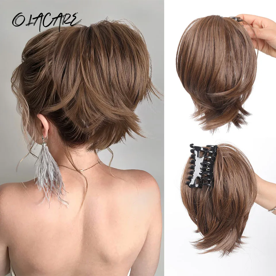 

Messy Bun Hair Piece Claw Clip in Hair Buns Hair Piece for Women Straight Short High Ponytail Extension Tousled Updo For Girls