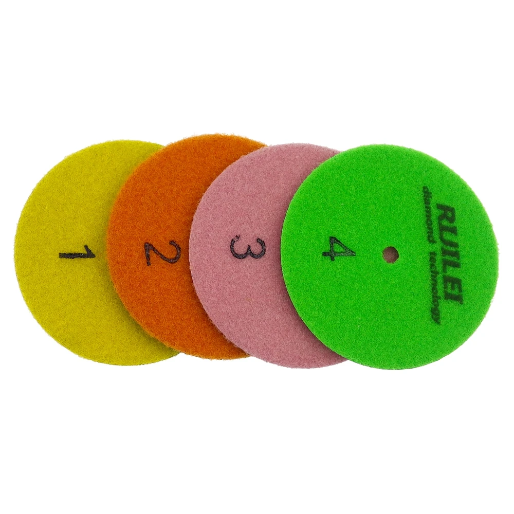 5 Pcs/Set 4 Inch Dry Polishing Pad Super Sharp Diamond Polishing Pads For Granite Marble Stone With M14 Aluminium Backer Pad