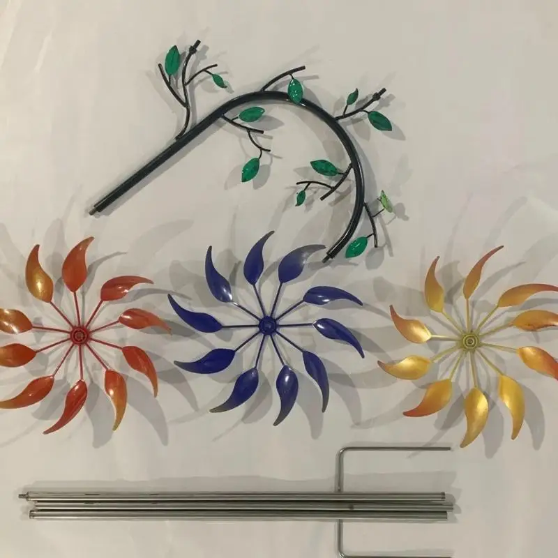 Metall-Garten-Windradpfahl, 30 x 95 dreirädriges Eisen-Yard-Stück mit Bodeneinsatz für Rasen- und Blumenbereich B03E – Detail 9