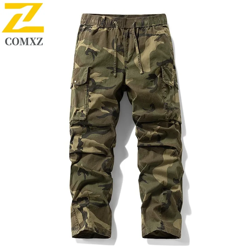 

​Men's Camouflage Cargo Pants Summer American Style High Street Loose Straight Leg Casual Workwear Trousers with Multi-Pockets​