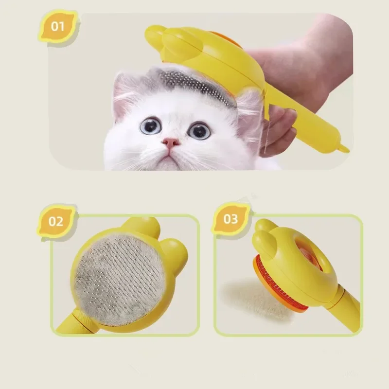 1Pcs Pet Hair Removal Comb Dog Slicker Brush Cat Comb Self Cleaning Brush Grooming Tools Pets Accessories