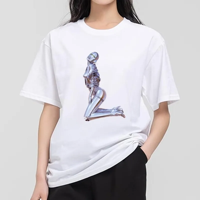 H-Hajime S-Sorayama T Shirt Women Couple Combination Clothes Short Sleeve Collar Fashion T-shirt Man Cotton