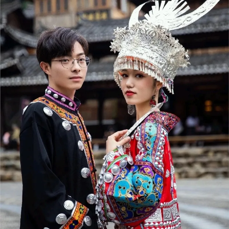 新しい民族衣装高級頭飾り襟衣装ホスト写真撮影