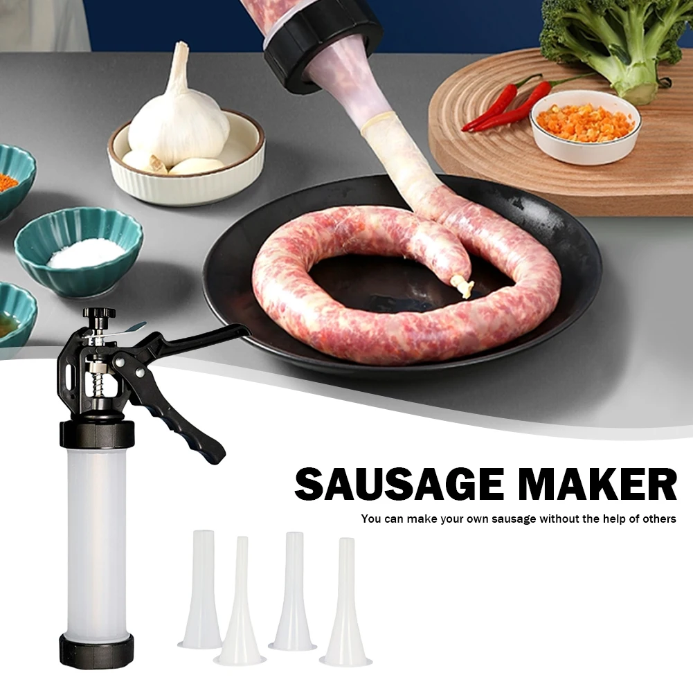 

Sausage Meatballs Filling Tool Stainless Steel Filling Machine for Sausages Household Space Saving Removable for Home Kitchen