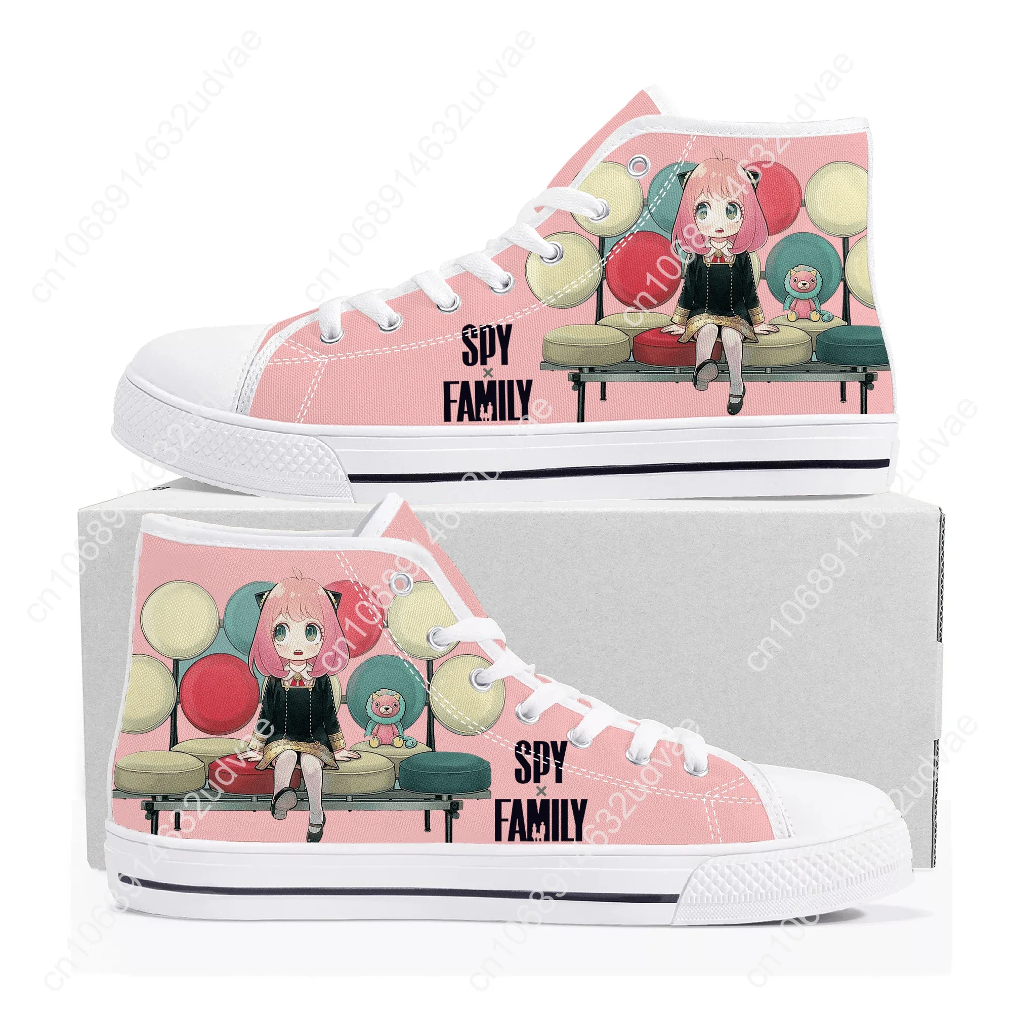 Spy X Family Anya Forger High Top Sneakers Mens Womens Teenager High Quality Canvas Sneaker Casual Couple Shoes Custom Shoe