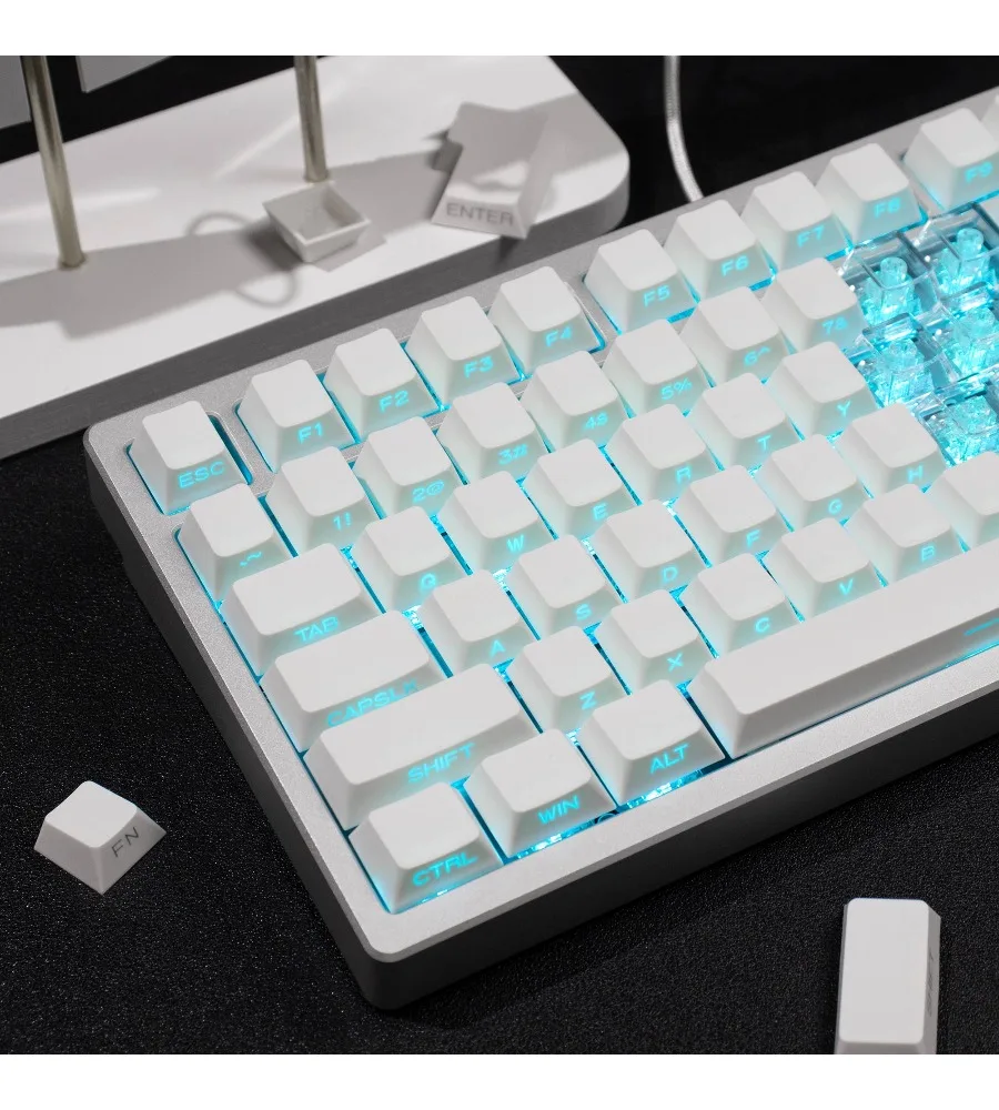 Wooting white rose side light-transmitting keycap PC love transparent PBT two-color original factory-adapted magnetic axis