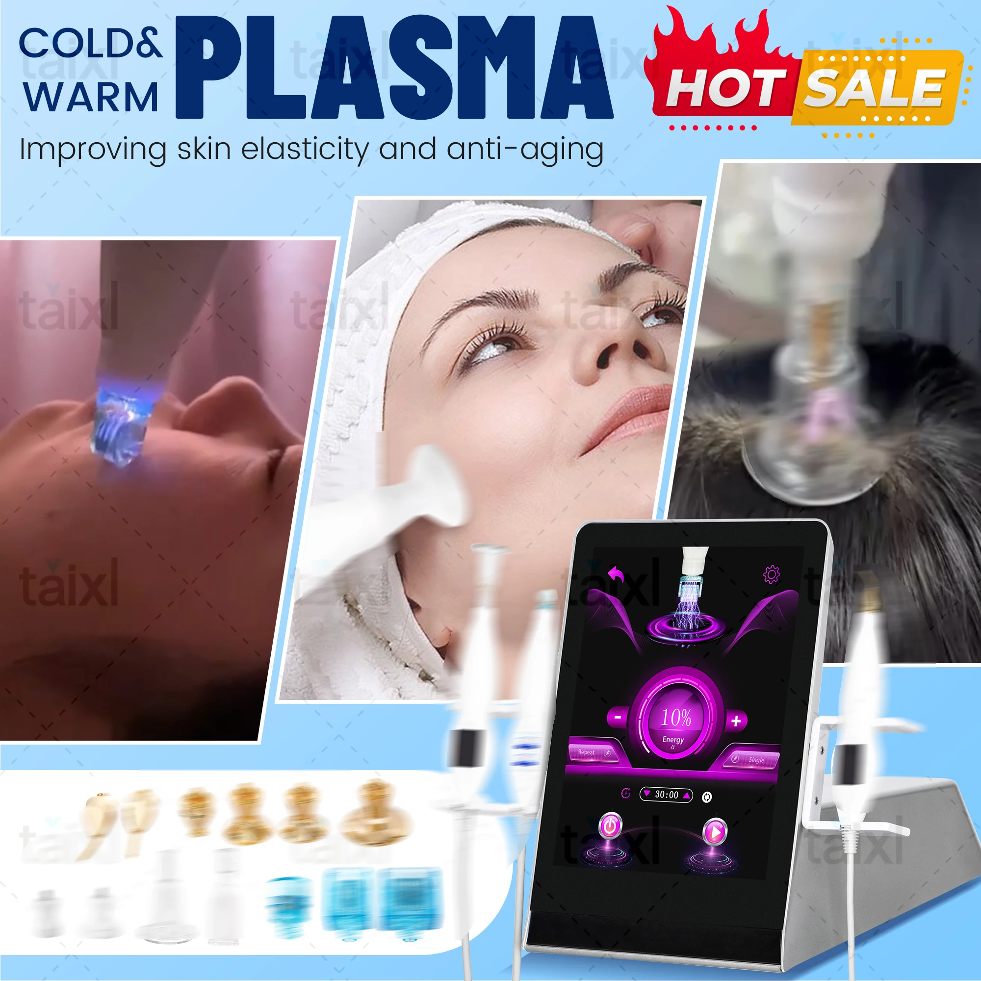 

8 IN 1 Cold And Hot Plasma Anti-Bacteria Acne Treatment Invasive Wrinkle Removal Skin Rejuvenation Whitening Shrink Pores