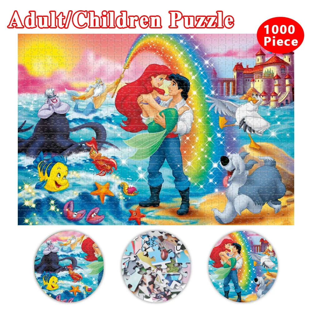 

Disney Ariel Puzzles for Adults 1000 Pieces Paper Jigsaw Puzzles The Little Mermaid Educational Decompressing Diy Puzzle Game